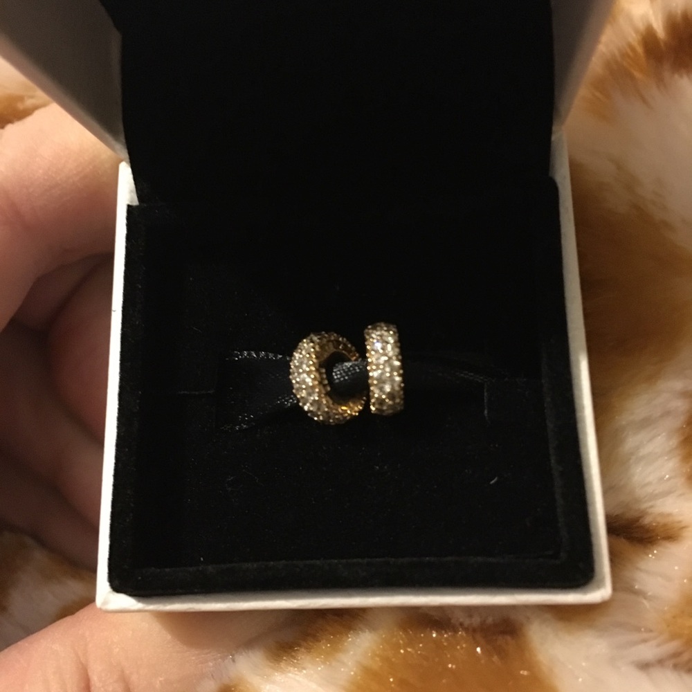 BNIB Auth Pandora 14kt cz spacers x2